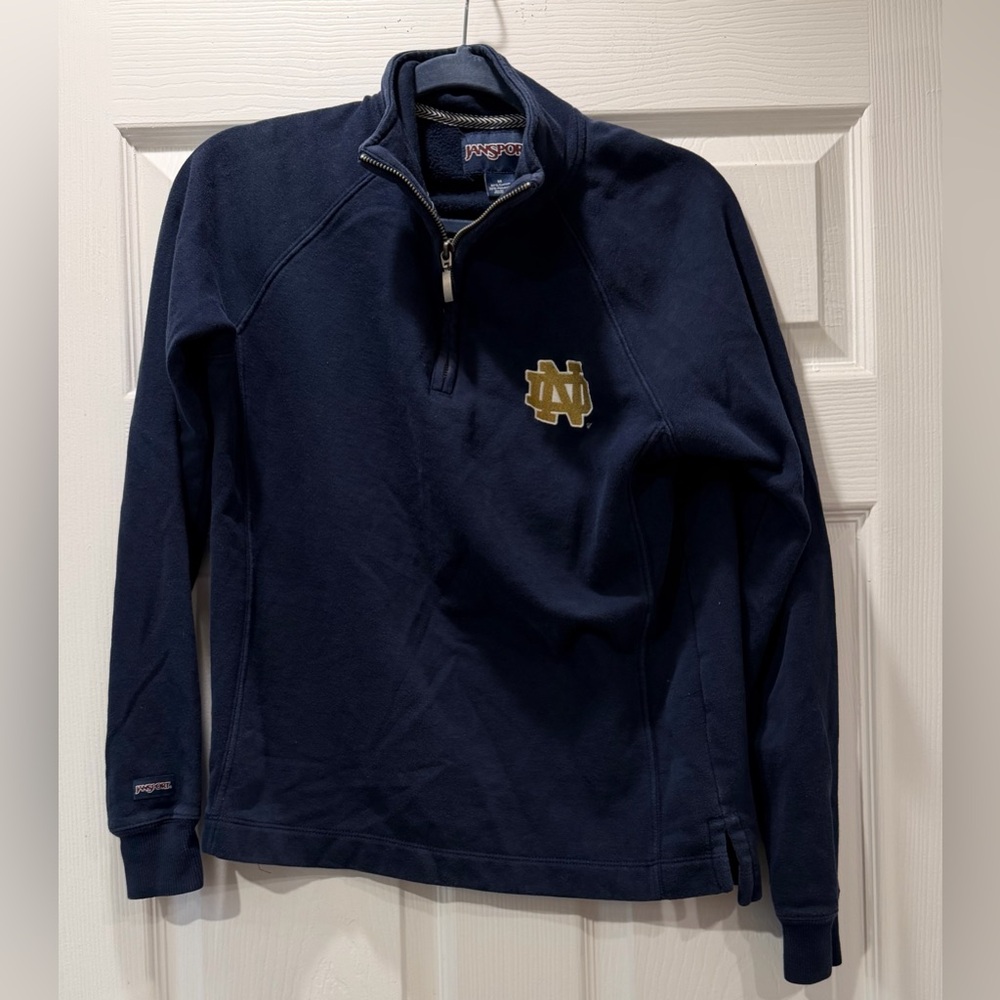 Jansport Navy Quarter-Zip Pullover with Gold ND Logo